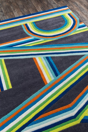 Momeni Lil Mo Hipster LMT14 Hand Tufted Contemporary Typographic Indoor Area Rug Blue 8' x 10' LMOTWLMT14BLU80A0