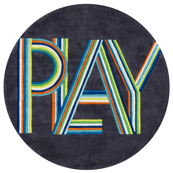 Momeni Lil Mo Hipster LMT14 Hand Tufted Contemporary Typographic Indoor Area Rug Blue 8' x 10' LMOTWLMT14BLU80A0