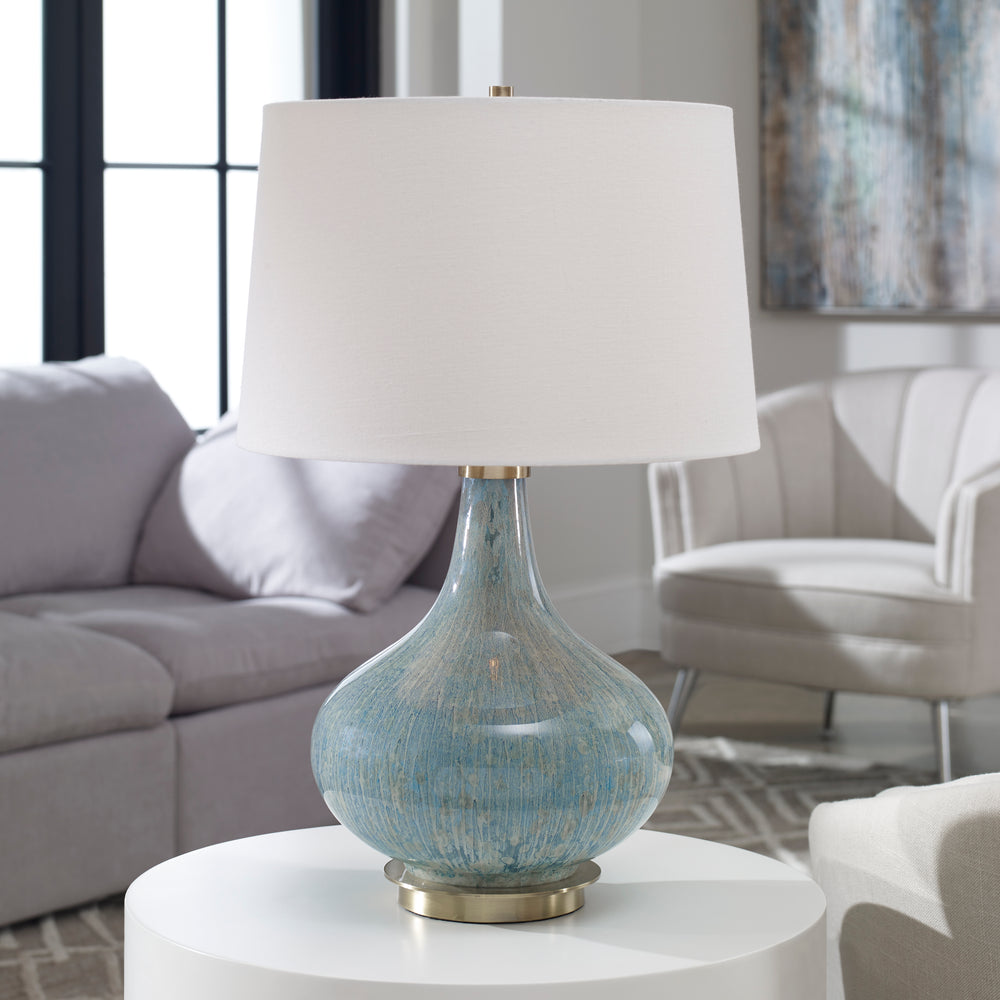 Uttermost Celinda Blue Gray Glass Lamp