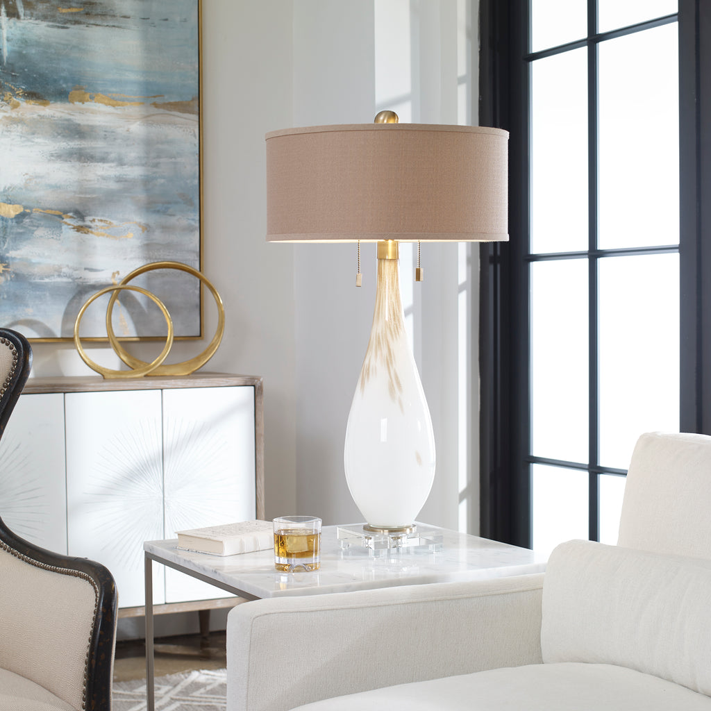 Cardoni White Glass Table Lamp – English Elm