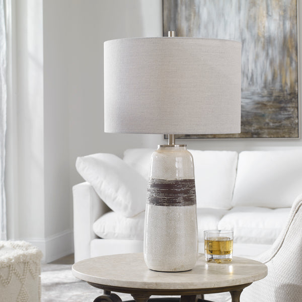 Uttermost Comanche White Crackle Table Lamp