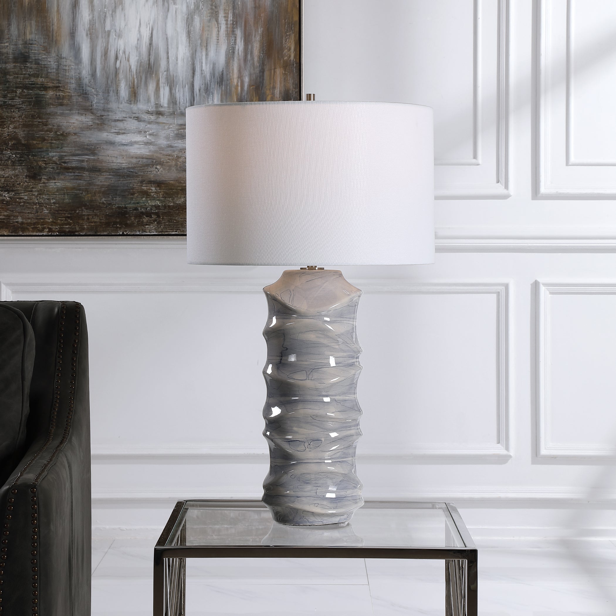 Uttermost Waves Blue & White Table Lamp - Thumbnail 3