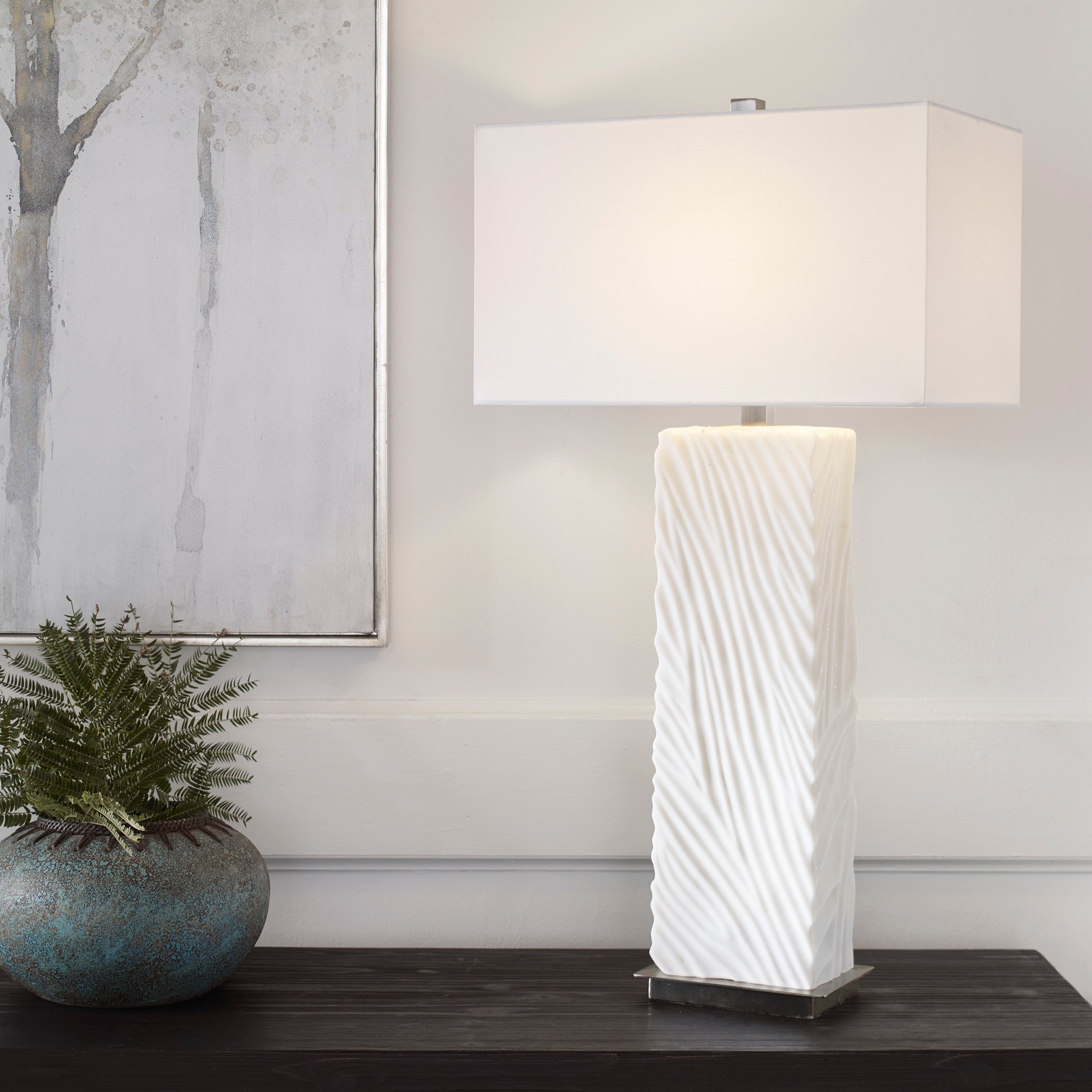 Uttermost Pillar White Marble Table Lamp - Thumbnail 4