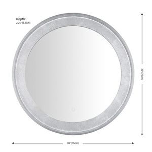 Safavieh Erdem, 30 Inch, Silver Grey/Silver Leaf, Aluminum Led Mirror Silver Grey/ Silver Leaf Metal LMR1014A