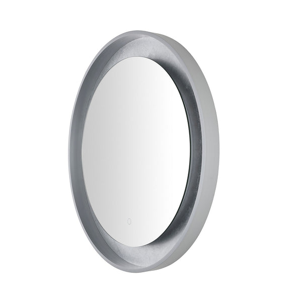 Safavieh Erdem, 30 Inch, Silver Grey/Silver Leaf, Aluminum Led Mirror Silver Grey/ Silver Leaf Metal LMR1014A