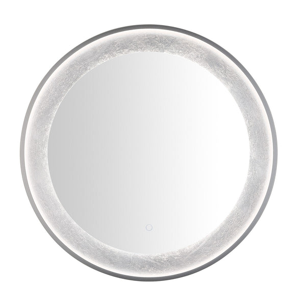 Safavieh Erdem, 30 Inch, Silver Grey/Silver Leaf, Aluminum Led Mirror Silver Grey/ Silver Leaf Metal LMR1014A