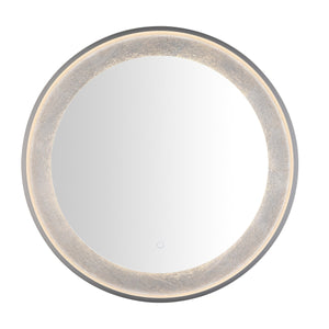 Safavieh Erdem, 30 Inch, Silver Grey/Silver Leaf, Aluminum Led Mirror Silver Grey/ Silver Leaf Metal LMR1014A