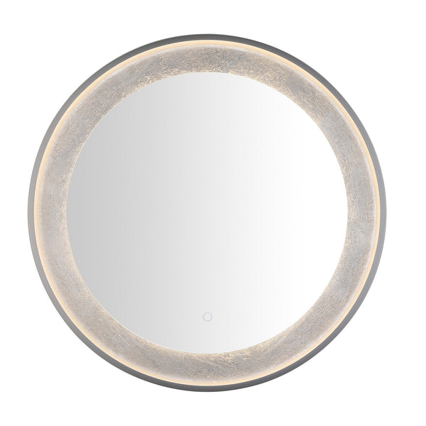 Safavieh Erdem, 30 Inch, Silver Grey/Silver Leaf, Aluminum Led Mirror Silver Grey/ Silver Leaf Metal LMR1014A