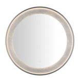 Safavieh Erdem, 30 Inch, Silver Grey/Silver Leaf, Aluminum Led Mirror Silver Grey/ Silver Leaf Metal LMR1014A