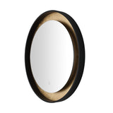 Safavieh Erdem, 30 Inch, Black/Gold Leaf, Aluminum Led Mirror Black / Gold Leaf Metal LMR1014B