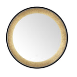 Erdem, 30 Inch, Black/Gold Leaf, Aluminum Led Mirror