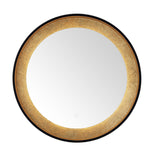 Safavieh Erdem, 30 Inch, Black/Gold Leaf, Aluminum Led Mirror Black / Gold Leaf Metal LMR1014B