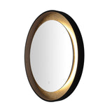 Safavieh Erdem, 30 Inch, Black/Gold Leaf, Aluminum Led Mirror Black / Gold Leaf Metal LMR1014B