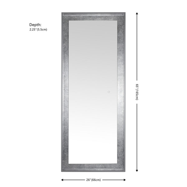 Safavieh Montauk, 26 Inch, Silver Grey/Silver Leaf, Aluminum Led Mirror Silver Grey/ Silver Leaf Metal LMR1015A