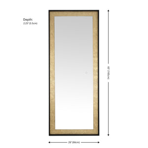 Safavieh Montauk, 26 Inch, Black/Gold Leaf, Aluminum Led Mirror Black / Gold Leaf Metal LMR1015B