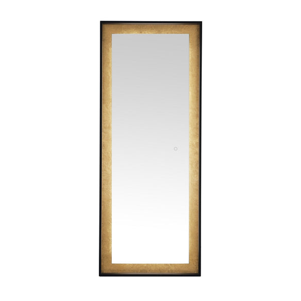 Safavieh Montauk, 26 Inch, Black/Gold Leaf, Aluminum Led Mirror Black / Gold Leaf Metal LMR1015B