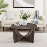 Walker Edison Luna Modern/Contemporary 35" Round Coffee Table with Open Crossed Arch Base LNAL1KCI