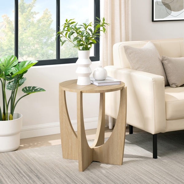 Walker Edison Luna Modern/Contemporary 19" Round Side Table with Open Crossed Arch Base LNAL8KCO