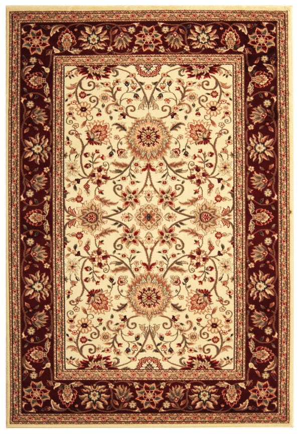 Lyndhurst Lnh212  Power Loomed Polypropylene Pile Rug Ivory / Red