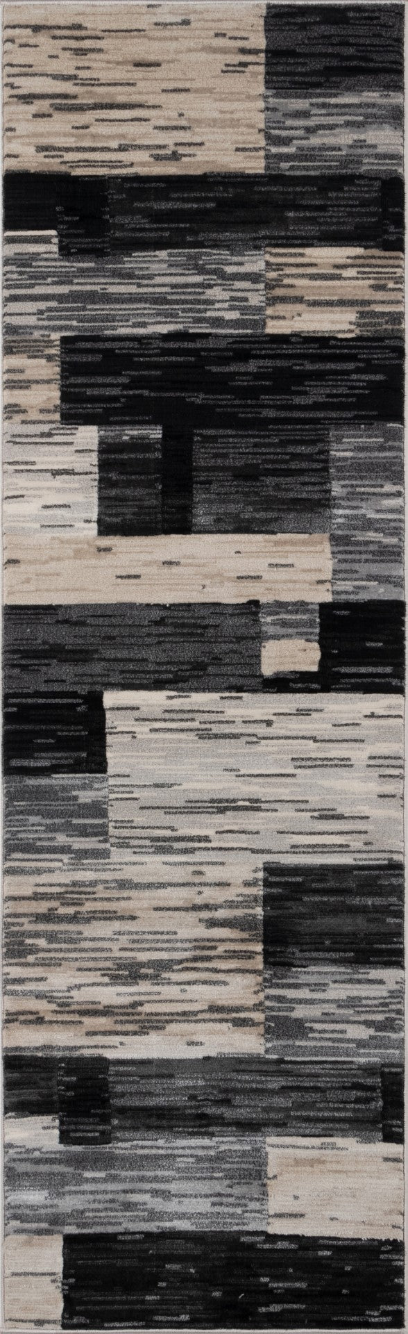 Momeni Logan LGN-3 Machine Made Contemporary Geometric Indoor Area Rug Charcoal 9'3" x 12'6" LOGANLGN-3CHR93C6