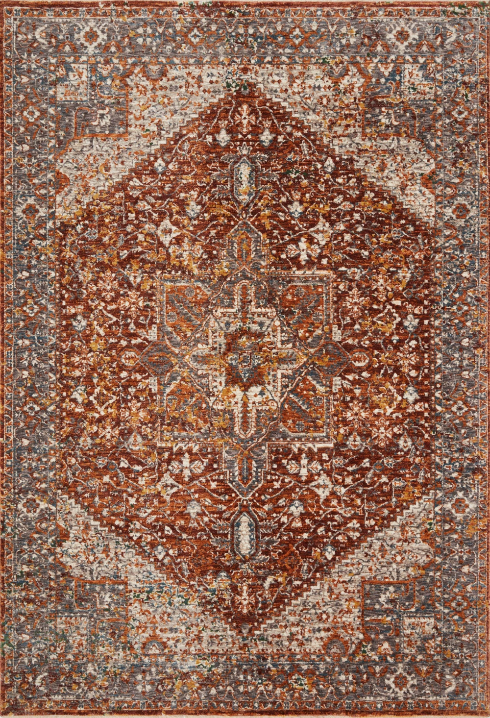 Loloi Lourdes LOU-02 Polyester, Viscose Pile Power Loomed Traditional Rug LOURLOU-02RUMLB6F7