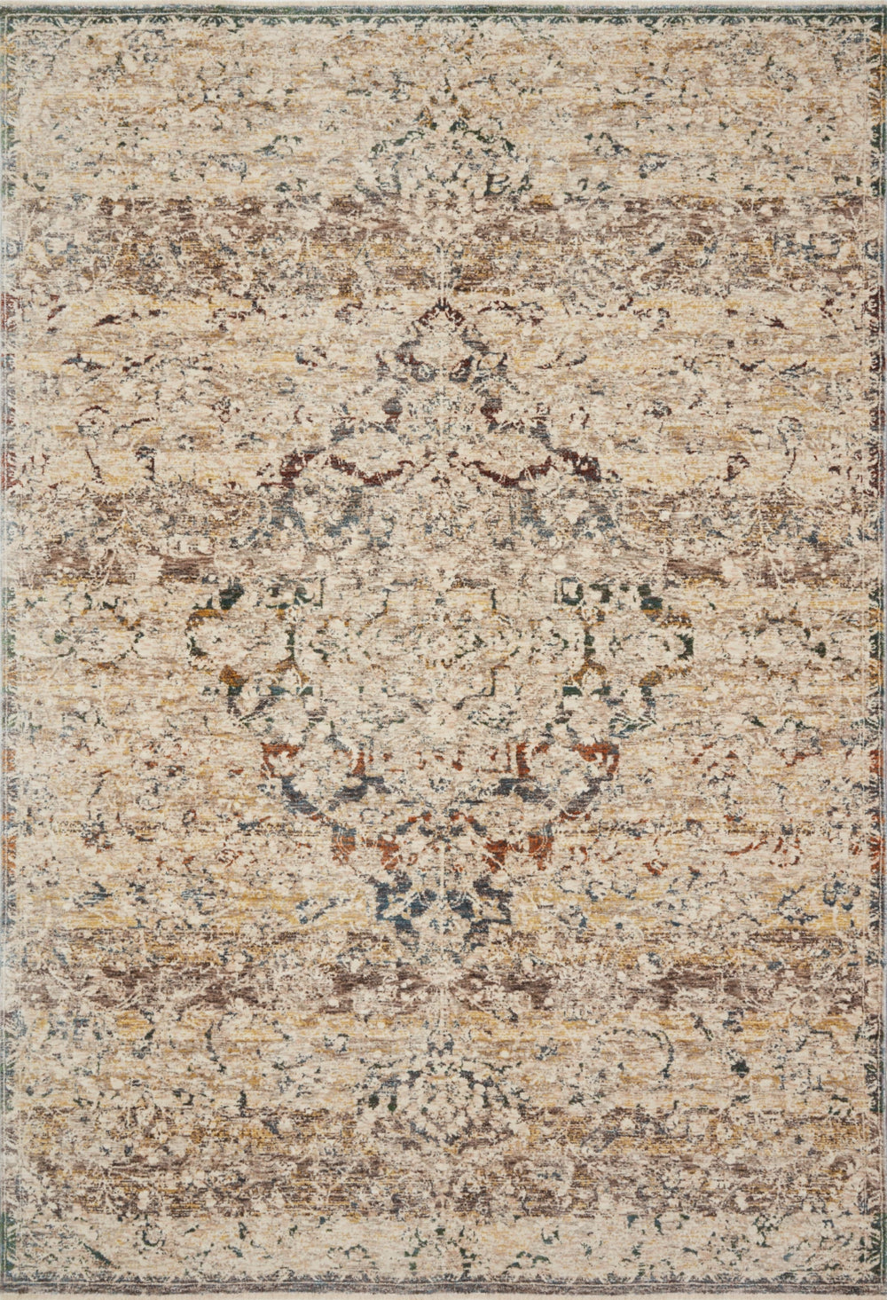 Loloi Lourdes LOU-06 Polyester, Viscose Pile Power Loomed Traditional Rug LOURLOU-06IVMLB6F7