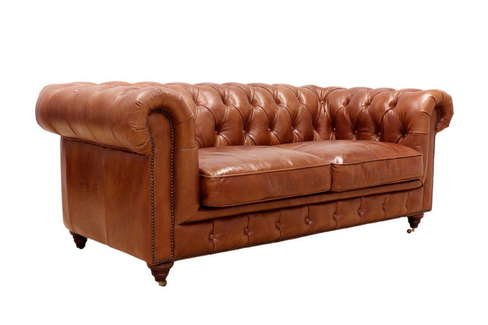 Pasargad Genuine Leather Chester Bay Tufted Loveseat LOVE-3009-2-PASARGAD