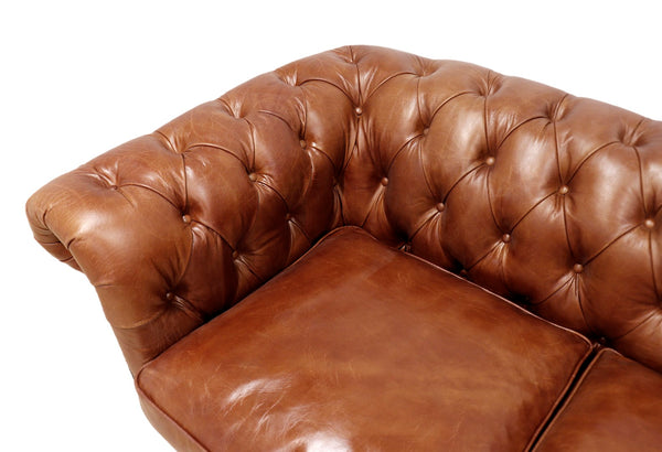 Pasargad Genuine Leather Chester Bay Tufted Loveseat LOVE-3009-2-PASARGAD