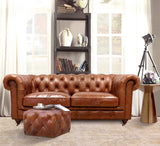Pasargad Genuine Leather Chester Bay Tufted Loveseat LOVE-3009-2-PASARGAD