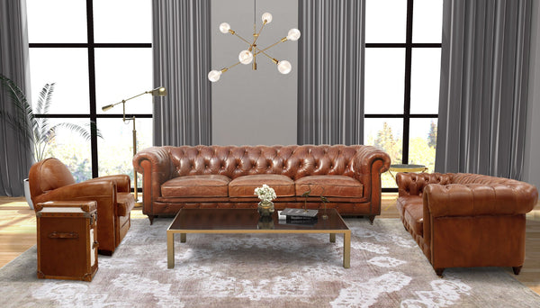 Pasargad Genuine Leather Chester Bay Tufted Loveseat LOVE-3009-2-PASARGAD