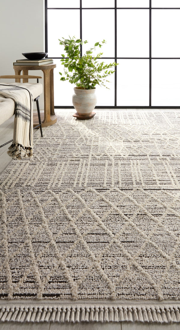 Jaipur Living Lore Caiya LRE02 Power Loomed 70% Polypropylene 30% Polyester Trellis Area Rug Cream 70% Polypropylene 30% Polyester RUG155337