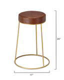 Jamie Young Co. Henry Round Leather Counter Stool LS20HENCSBR