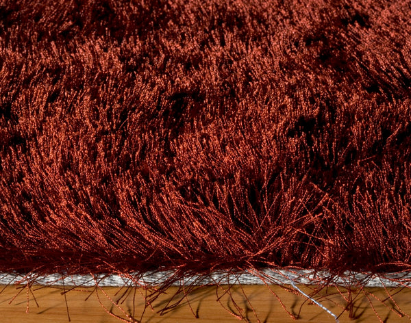 Momeni Luster Shag LS-01 Hand Tufted Contemporary Shag, Solid Indoor Area Rug Brick 9' x 12' LSHAGLS-01BRK90C0