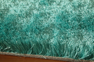 Momeni Luster Shag LS-01 Hand Tufted Contemporary Shag, Solid Indoor Area Rug Teal 9' x 12' LSHAGLS-01TEL90C0