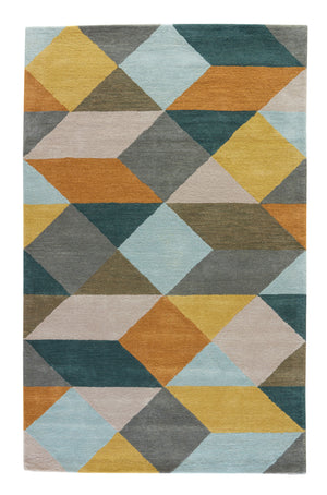 Luli Sanchez by Jaipur Living Ojo Handmade Geometric Gold/ Teal Area Rug (9'X13')