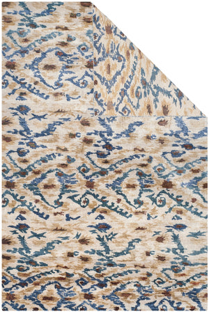 Lux160 Hand Knotted Banana Silk 0 Rug Cream / Blue Banana Silk LUX160A-6