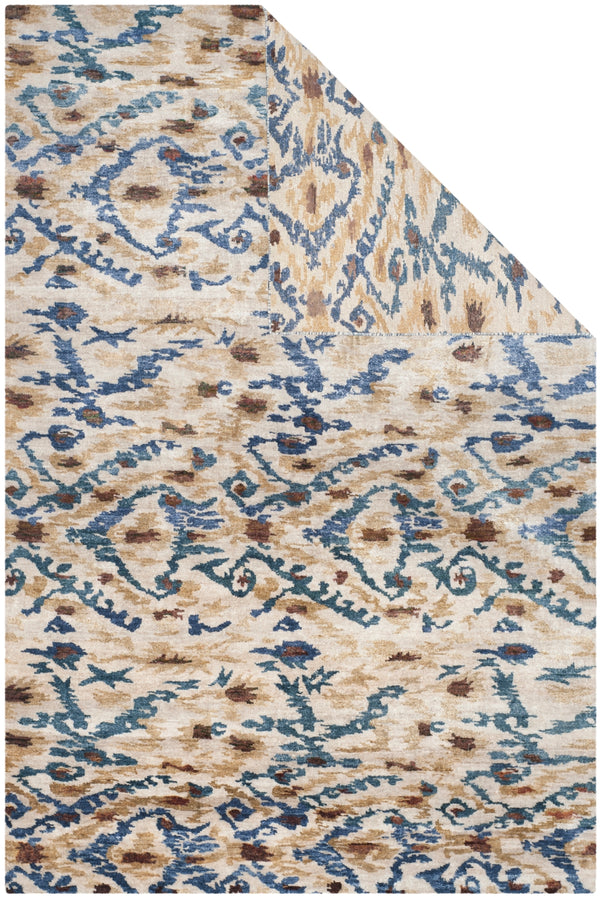 Lux160 Hand Knotted Banana Silk 0 Rug Cream / Blue Banana Silk LUX160A-6