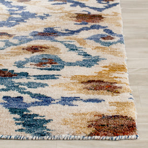 Lux160 Hand Knotted Banana Silk 0 Rug Cream / Blue Banana Silk LUX160A-6