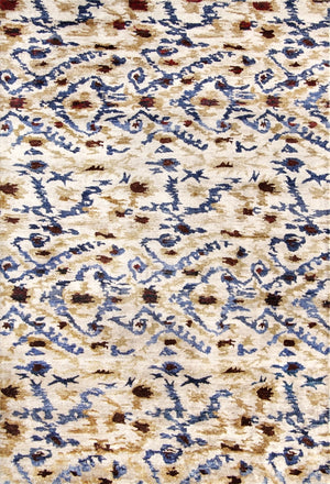 Lux160 Hand Knotted Banana Silk 0 Rug Cream / Blue Banana Silk LUX160A-6