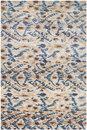 Lux160 Hand Knotted Banana Silk 0 Rug Cream / Blue Banana Silk LUX160A-6