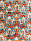 Lux162 Hand Knotted Banana Silk 0 Rug Aqua / Orange Banana Silk LUX162A-8