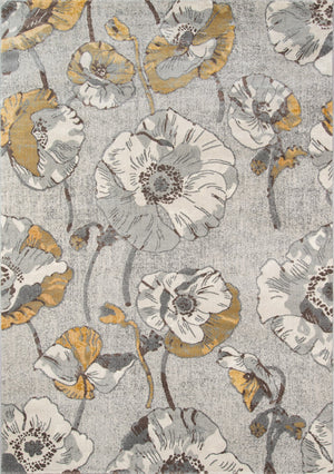 Momeni Luxe LX-09 Machine Made Casual Floral Indoor Area Rug Grey 9'3" x 12'6" LUXE0LX-09GRY93C6