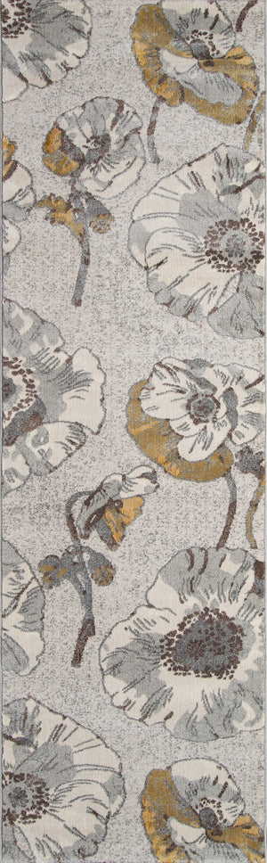Momeni Luxe LX-09 Machine Made Casual Floral Indoor Area Rug Grey 9'3" x 12'6" LUXE0LX-09GRY93C6