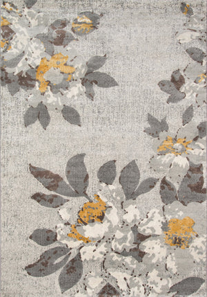 Momeni Luxe LX-10 Machine Made Casual Floral Indoor Area Rug Grey 9'3" x 12'6" LUXE0LX-10GRY93C6