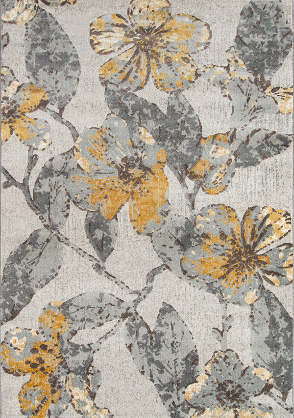Momeni Luxe LX-11 Machine Made Casual Floral Indoor Area Rug Grey 9'3" x 12'6" LUXE0LX-11GRY93C6