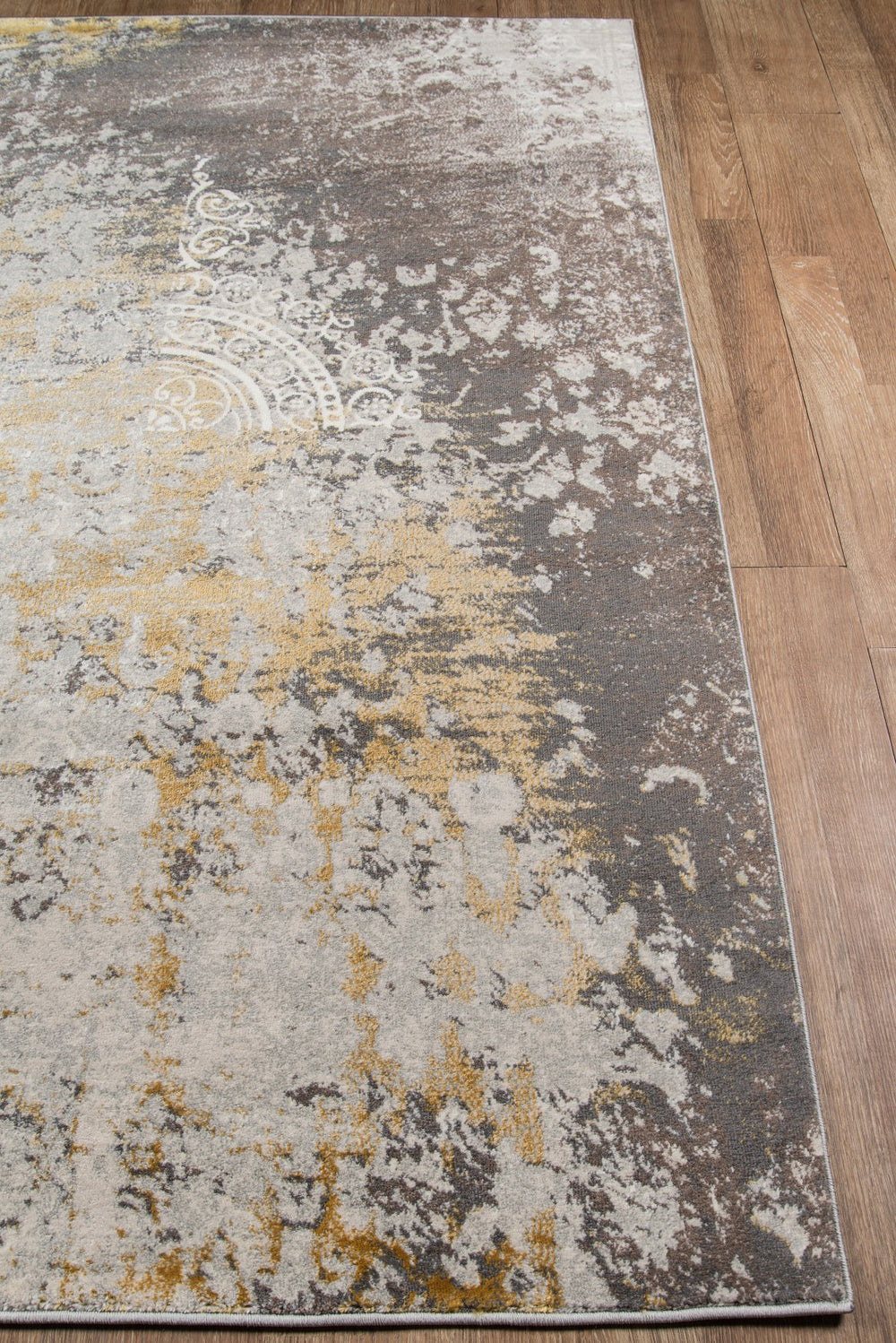 Momeni Luxe LX-12 Machine Made Casual Vintage, Distressed Design Indoor Area Rug Gold 9'3" x 12'6" LUXE0LX-12GLD93C6