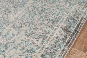 Momeni Luxe LX-16 Machine Made Transitional Vintage, Distressed Design Indoor Area Rug Turquoise 9'3" x 12'6" LUXE0LX-16TQS93C6