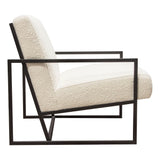 Luxe Accent Chair in Bone Boucle Textured Fabric with Black Powder Coat Frame by Diamond Sofa