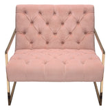 Luxe Accent Chair in Blush Pink Tufted Velvet Fabric with Polished Gold Stainless Steel Frame by Diamond Sofa