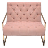 Luxe Accent Chair in Blush Pink Tufted Velvet Fabric with Polished Gold Stainless Steel Frame